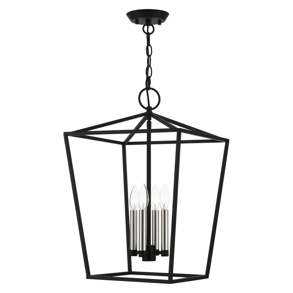 4 Light Black with Brushed Nickel Accents Chandelier