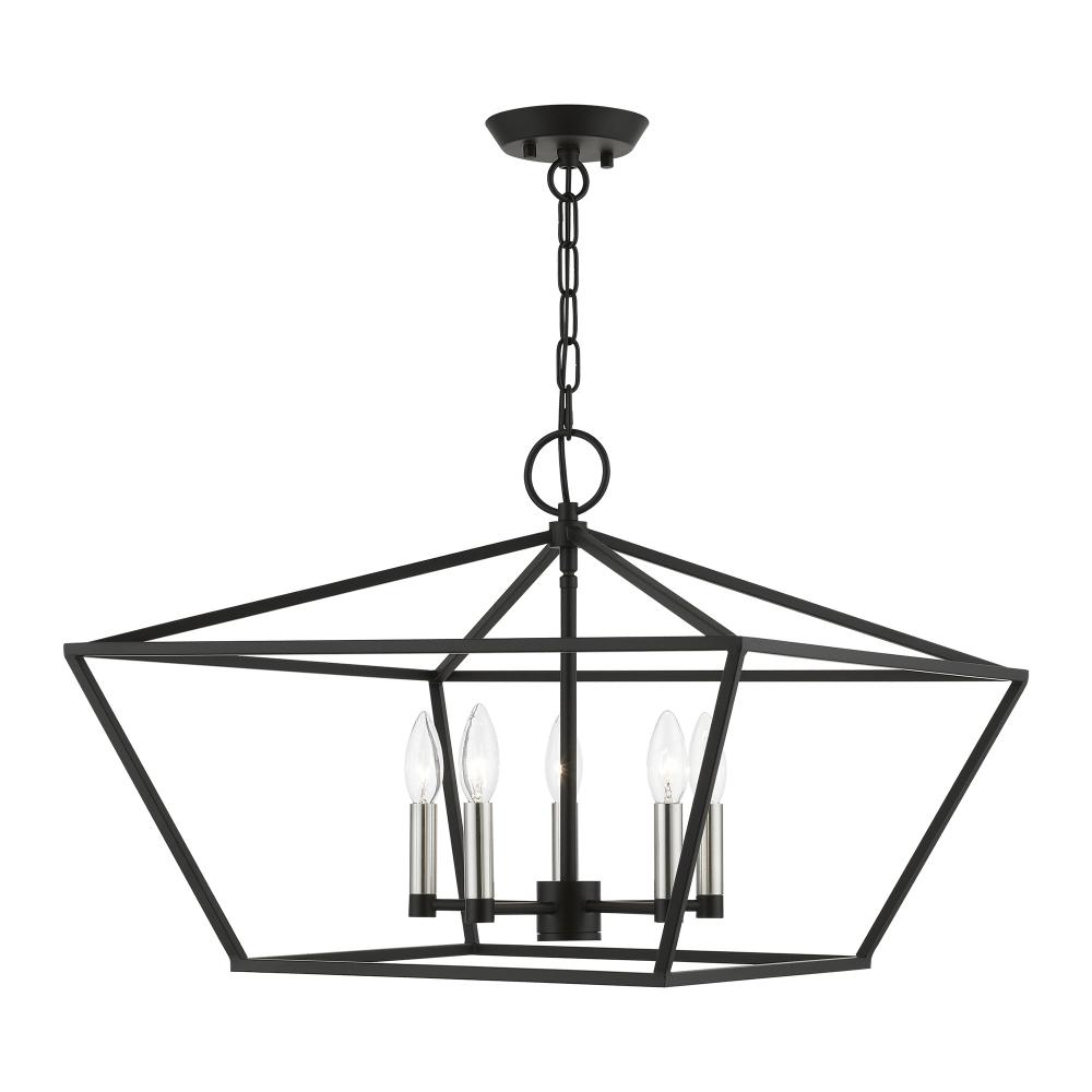 5 Light Black with Brushed Nickel Accents Chandelier