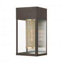 Livex Lighting 20762-07 - 1 LT Bronze with Soft Gold Candle and Brushed Nickel Stainless Steel Reflector Outdoor Wall Lant
