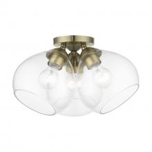 Livex Lighting 46502-01 - 3 Light Antique Brass Semi-Flush