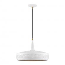 Livex Lighting 49353-03 - 1 Light White with Antique Brass Accents Pendant
