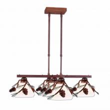 Avalanche Ranch Lighting H43520CW-04 - Cedarwood Chandelier 5 light - Pine Cone - Opal White Cone Glass - Pine Tree Green
