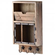 Cyan Designs 04880 - Casey Wall Organizer Raw Iron And Natural Wood