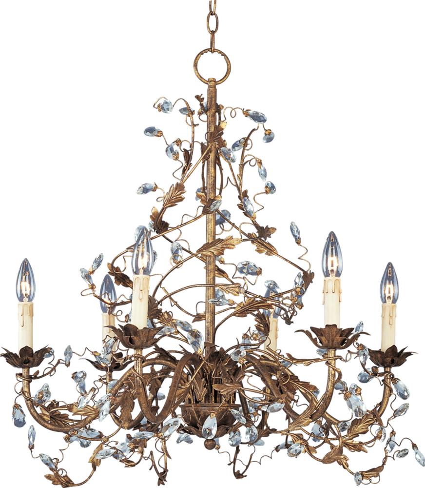 Iron Vine & Crystal 6 Candle Living Room Chandelier