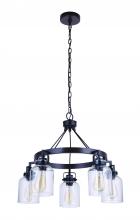 Foxwood 5 Light Chandelier in Flat Black/Dark Teak : 9V913 Foxwood 5 Light Chandelier in Flat Black/Dark Teak : 9V913