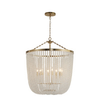 Bethel International LA62C30G - 8-Light Gold Chandelier With Clear Beaded hanging Glass