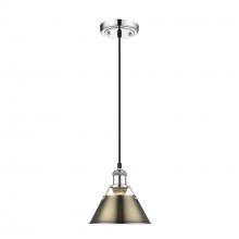 Golden 3306-S CH-AB - Orwell 7.5" Wide Small Pendant in Chrome with Aged Brass