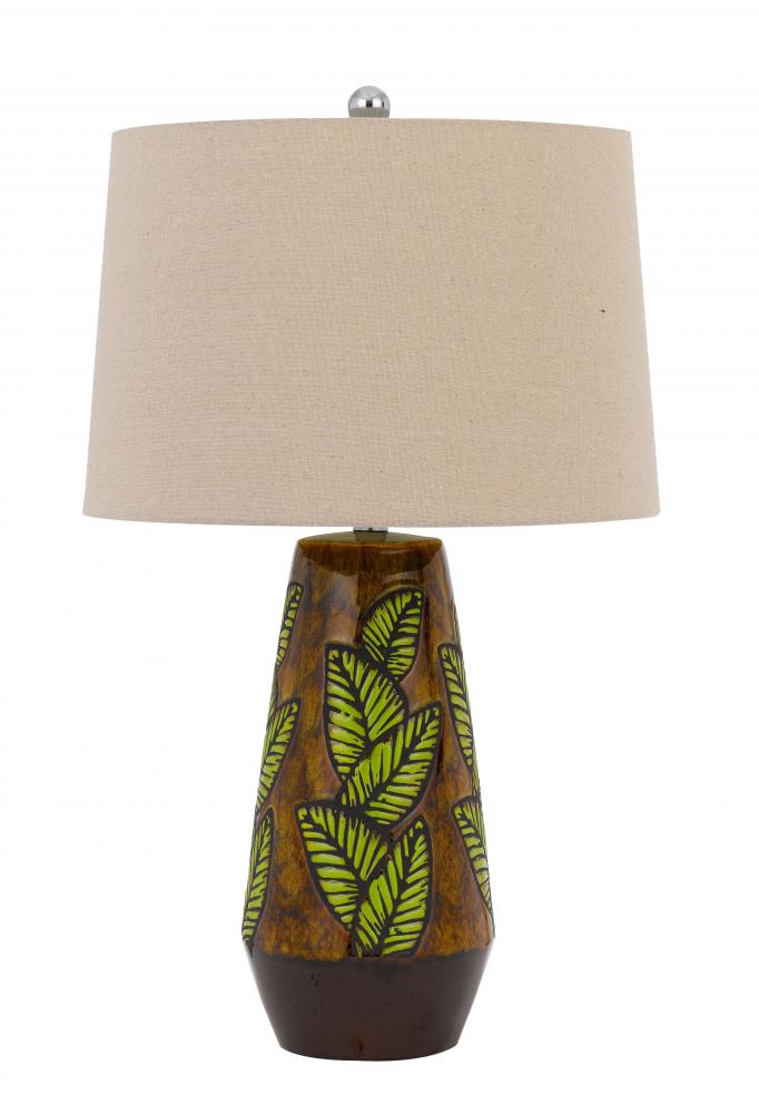 150W 3 way Hanson ceramic table lamp with hardback taper linen drum shade