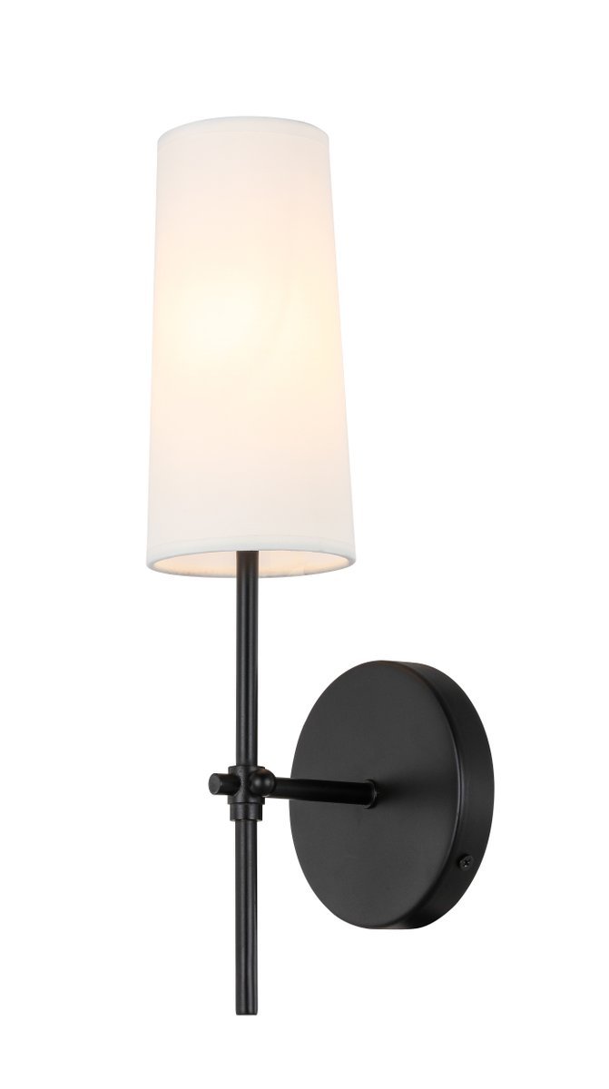 Mel 1 light Brass and Black and White shade wall sconce 