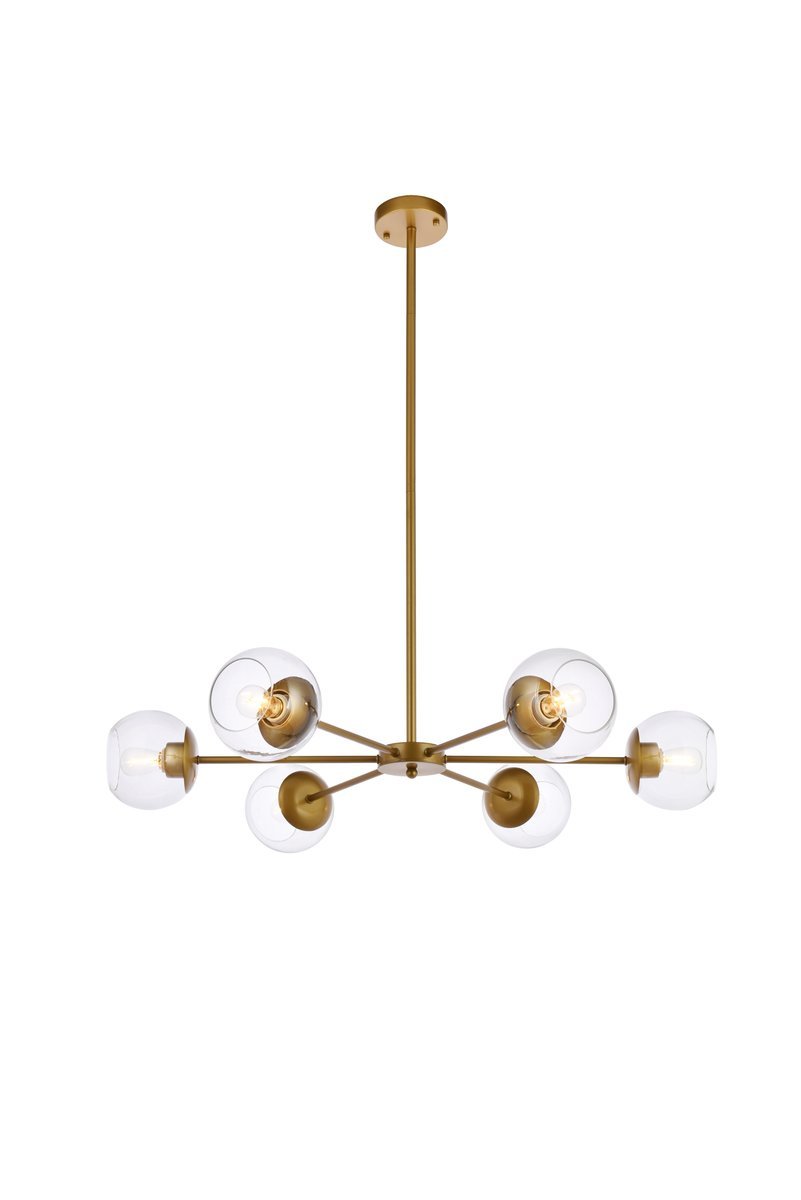Briggs 36 Inch Pendant in Brass with Clear Shade