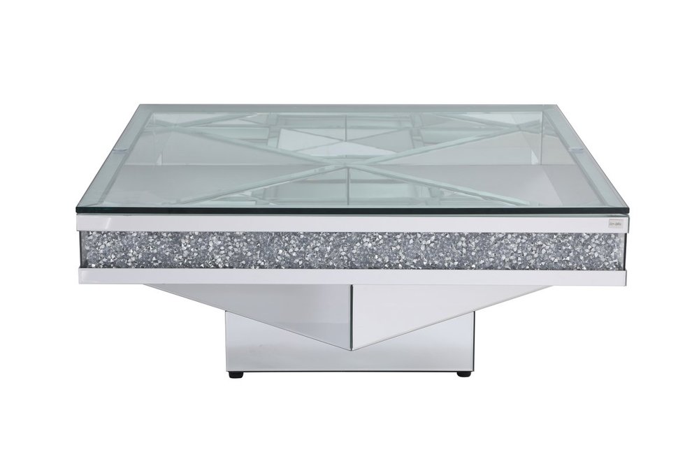 39 In Crystal Mirrored Coffee Table, Mirrored Coffee Table With Crystals
