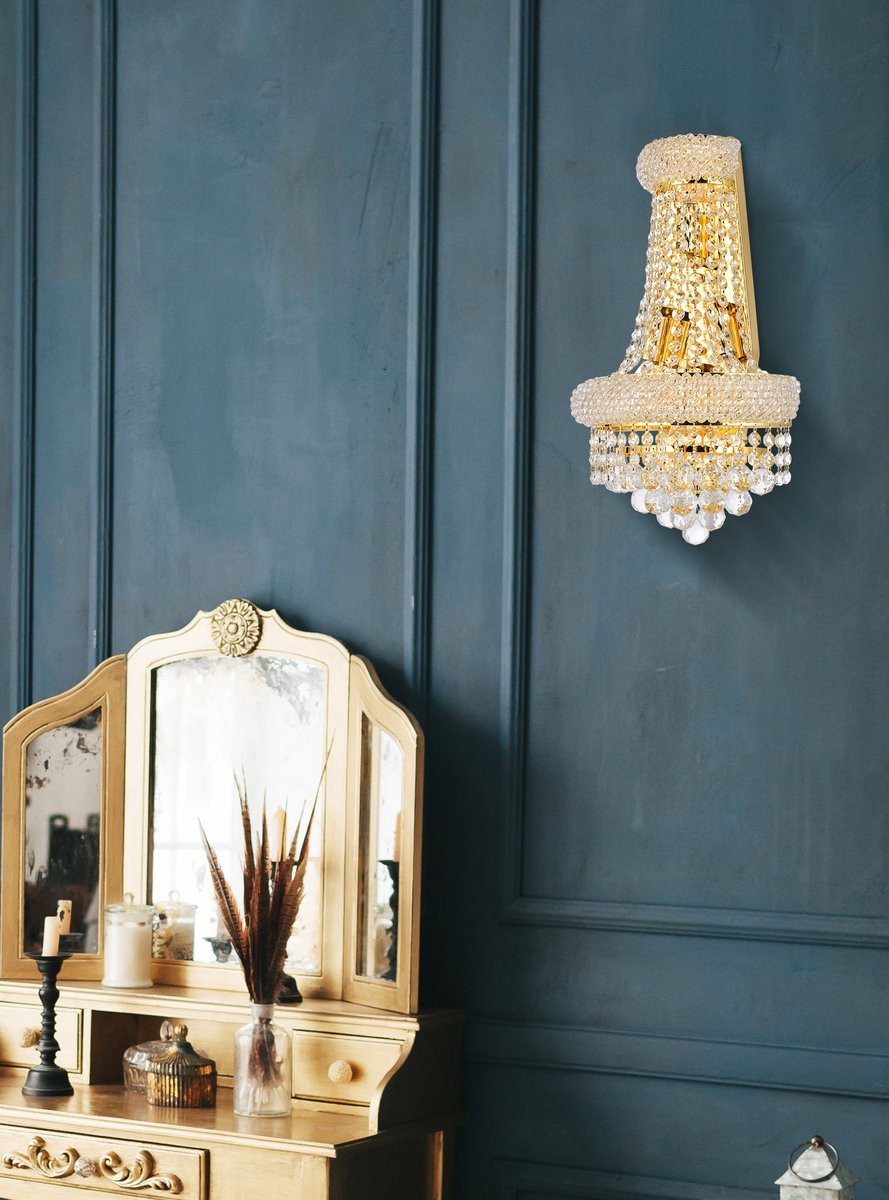 Details about   Primo 4 light Gold Wall Sconce Clear Royal Cut Crystal 
