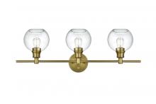 Elegant LD2318SG - Collier 3 Light Satin Gold and Clear Glass Wall Sconce