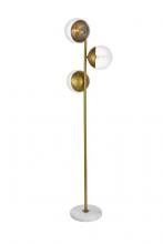 Elegant LD6163BR - Eclipse 3 Lights Brass Floor Lamp with Clear Glass