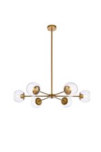 Elegant LD642D36BR - Briggs 36 Inch Pendant in Brass with Clear Shade