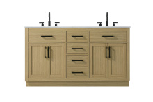 Elegant VF29760DMHB - Alden 60 inch Double Bathroom Vanity in Honey Brown